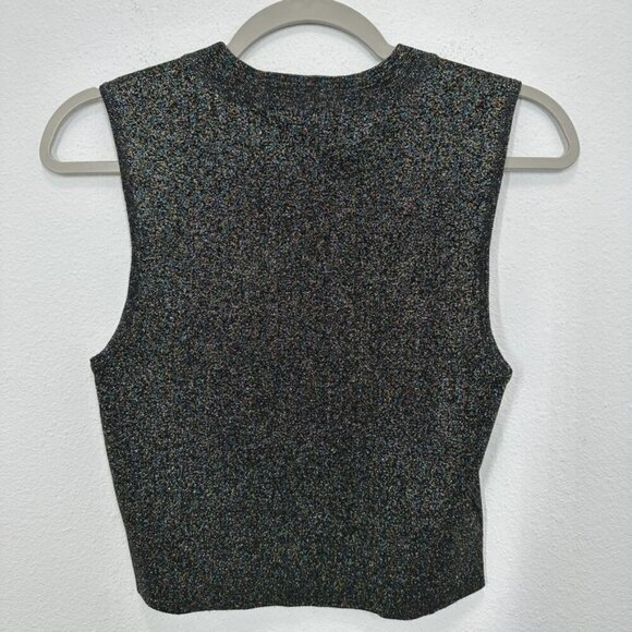 A.L.C. Mariam Metallic Mockneck Cropped Tank Top Size Medium Party Going Out - Picture 5 of 5